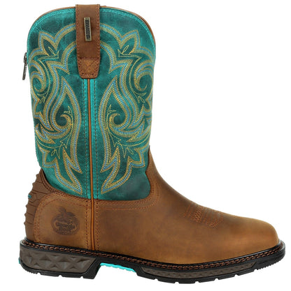 Georgia Carbo-Tec Waterproof Turquoise Pull on Womens Western Boots