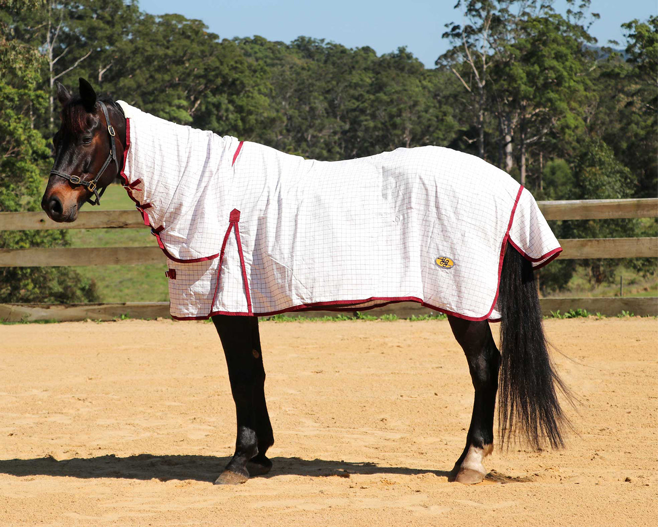 GG Australia Tear-Stop Horse Rug Combo - White w/Maroon