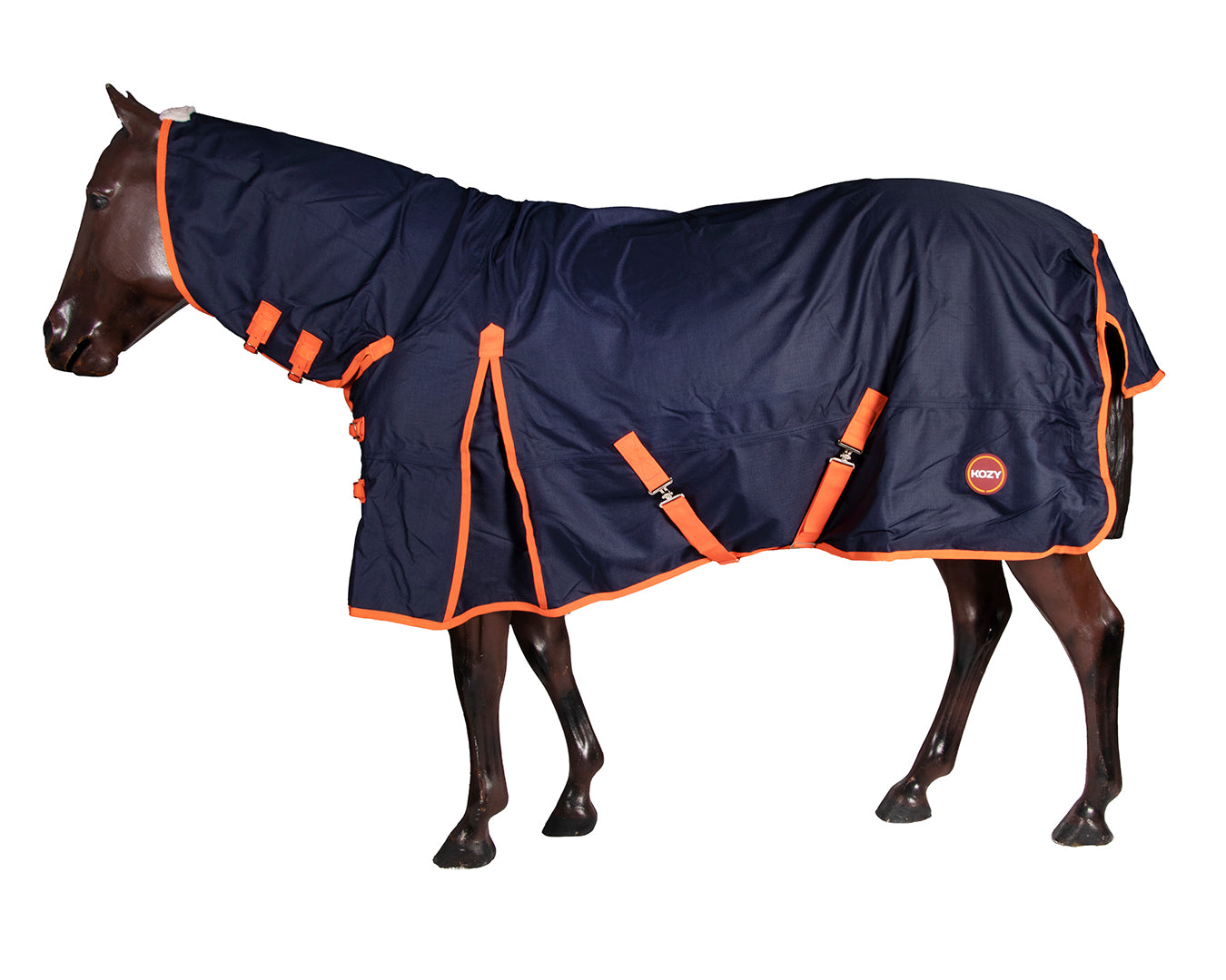 Kozy 1200D Rainsheet Horse Rug Combo - Navy & Orange