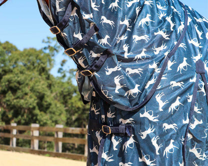 Horsemaster Fly Mesh Horse Print Combo