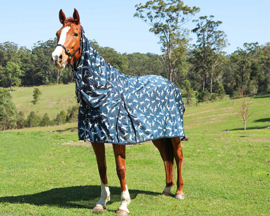 Horsemaster Fly Mesh Horse Print Combo