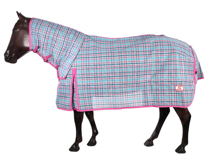 Kool Master PVC Shade Mesh Horse Rug Combo - Ice Blue/Pink