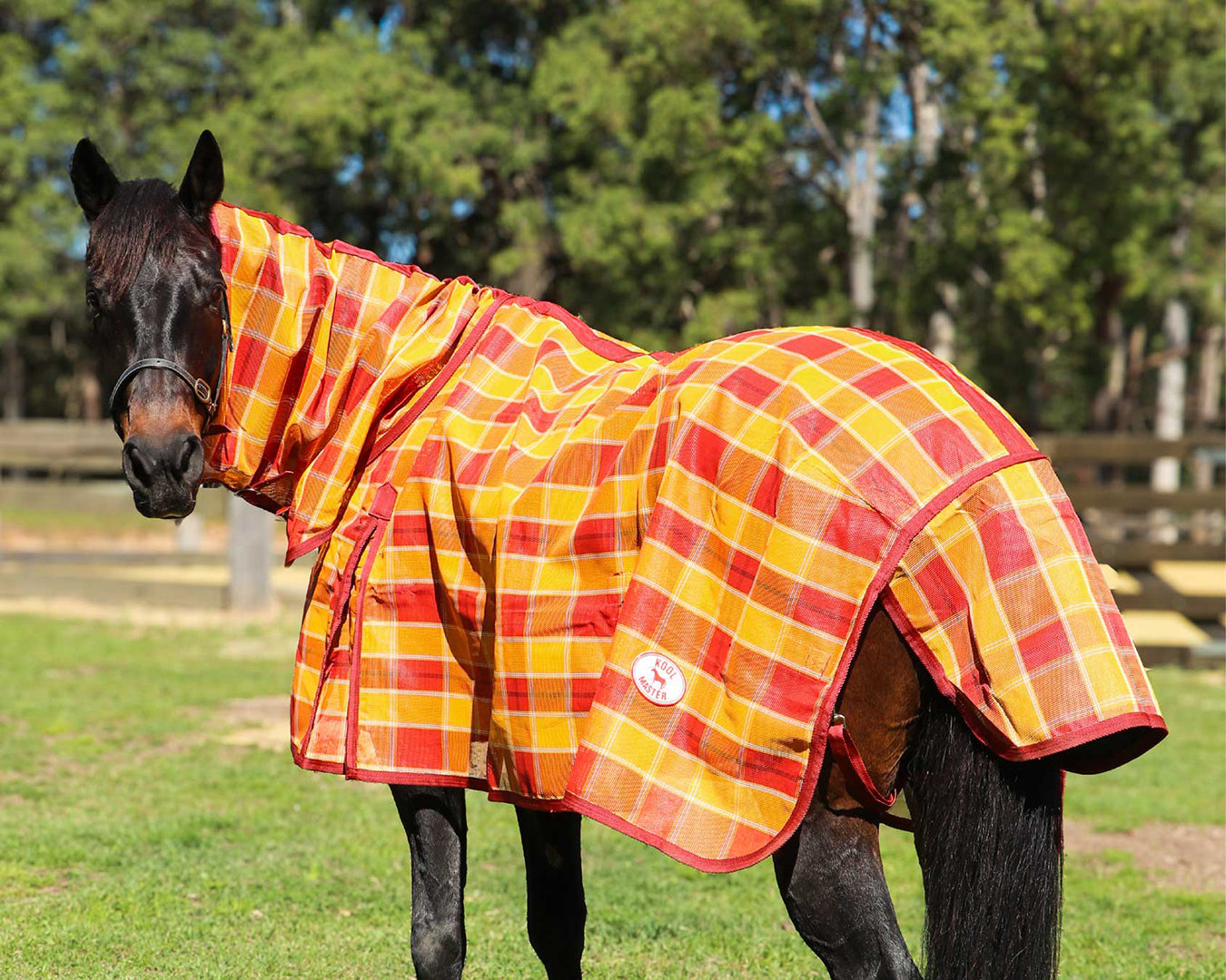 Kool Master PVC Shade Mesh Horse Rug Combo - Red/Amber